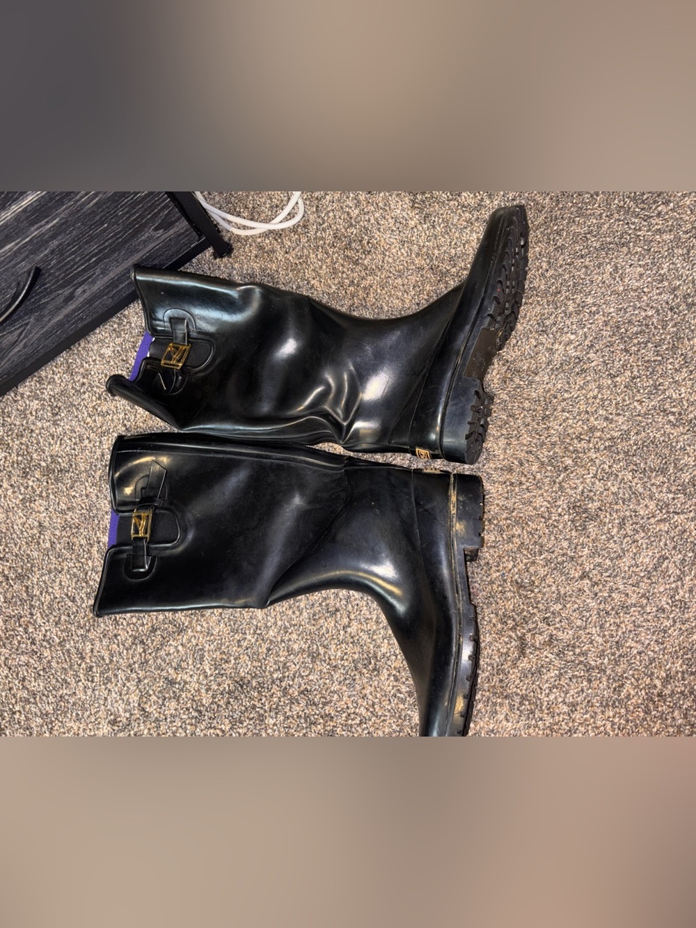 Sperry Black Tall Rain & Snow Boots with Buckle Accent